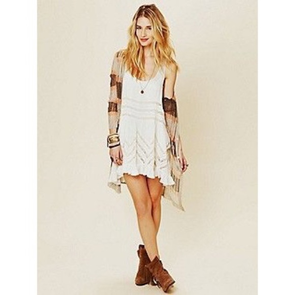 ❌SOLD❌Free People Cream and Pink Voile and Lace - Picture 4 of 7